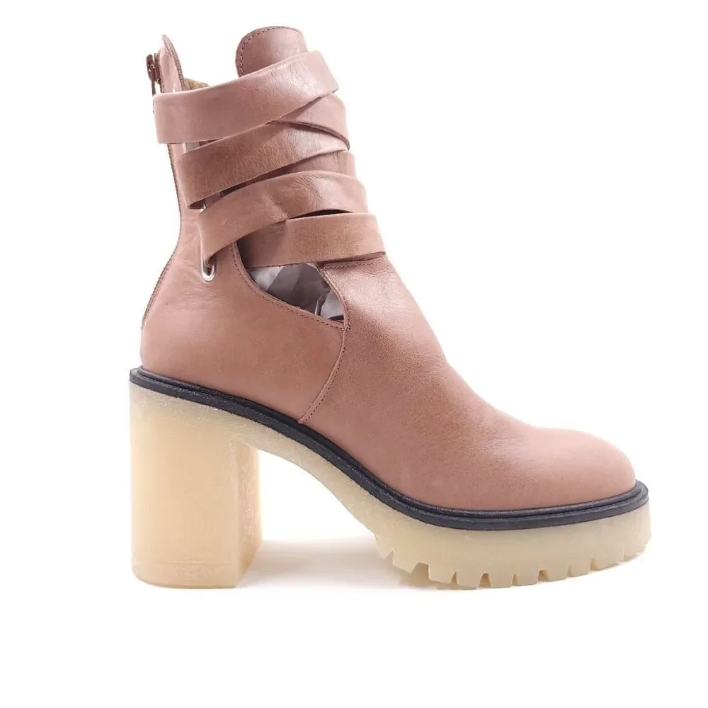 Free People Jesse Cutout Platform Boot Womens Size 38 English Tan